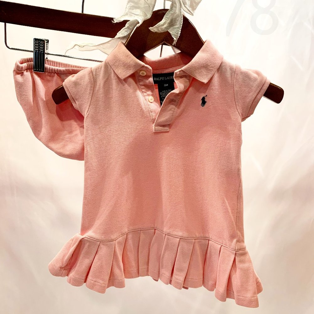 Ralph Lauren Cotton Knit Short Sleeve Top and Matching Bloomers - Size 9M